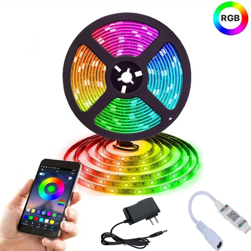 Цветная (RGB) светодиодная лента светильник 5050 гибкий канат Красочные Мини bluetooth
