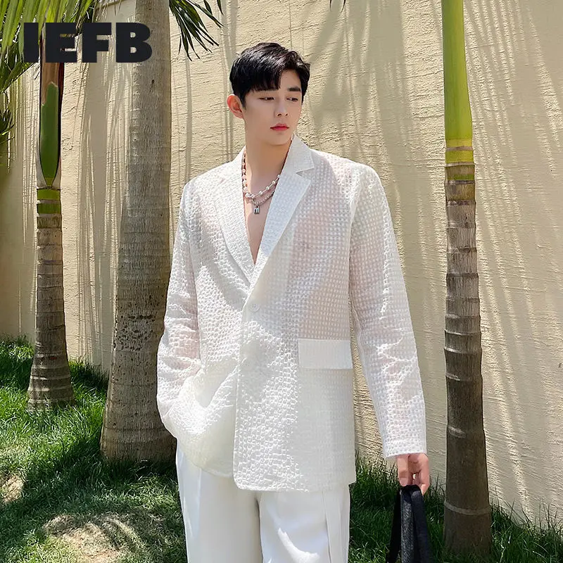IEFB 2021 New Korean Trend Sunscreen Suit Coat For Men Thin Breathable See Through White White Blazer Summer Male Clothing Y7856
IEFB 2021 New Korean Trend Sunscreen Suit Coat For Men Thin Breathable See Through White White Blazer Summer Male Clothing Y7856