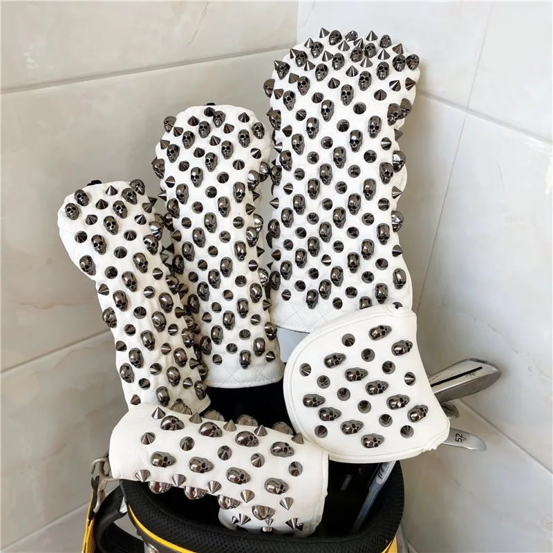 NEW Skull Rivets Golf Woods Headcover Waterproof PU Driver Fairways Hybrid Putter Golf Covers Complete Set For Men Women
NEW Skull Rivets Golf Woods Headcover Waterproof PU Driver Fairways Hybrid Putter Golf Covers Complete Set For Men Women