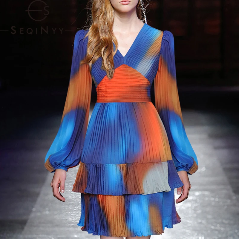 SEQINYY Bohemian Mini Dress Summer Spring New Fashion Design Women Runway Blue Red Print Lantern Sleeve Pleated Cascading Ruffle
SEQINYY Bohemian Mini Dress Summer Spring New Fashion Design Women Runway Blue Red Print Lantern Sleeve Pleated Cascading Ruffle