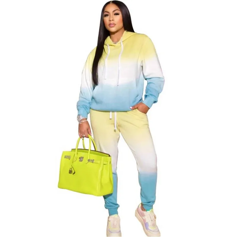 Two Piece Pant Set Suits Women Pullovers Tops Sweatpant Outfits Fashion New Gradient Streetwear Hooded Sweatshirt Tracksuit Set
Two Piece Pant Set Suits Women Pullovers Tops Sweatpant Outfits Fashion New Gradient Streetwear Hooded Sweatshirt Tracksuit Set