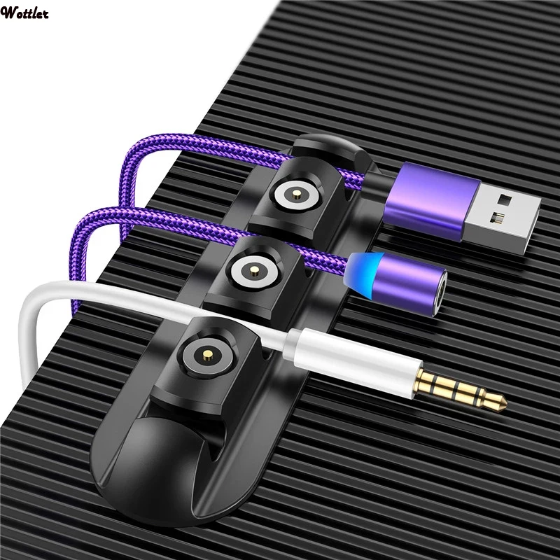 

Держатель для кабеля, силиконовый органайзер для кабелей USB C, для мыши, клавиатуры, наушников, гарнитуры, 4 клипсы, черный держатель для намотки