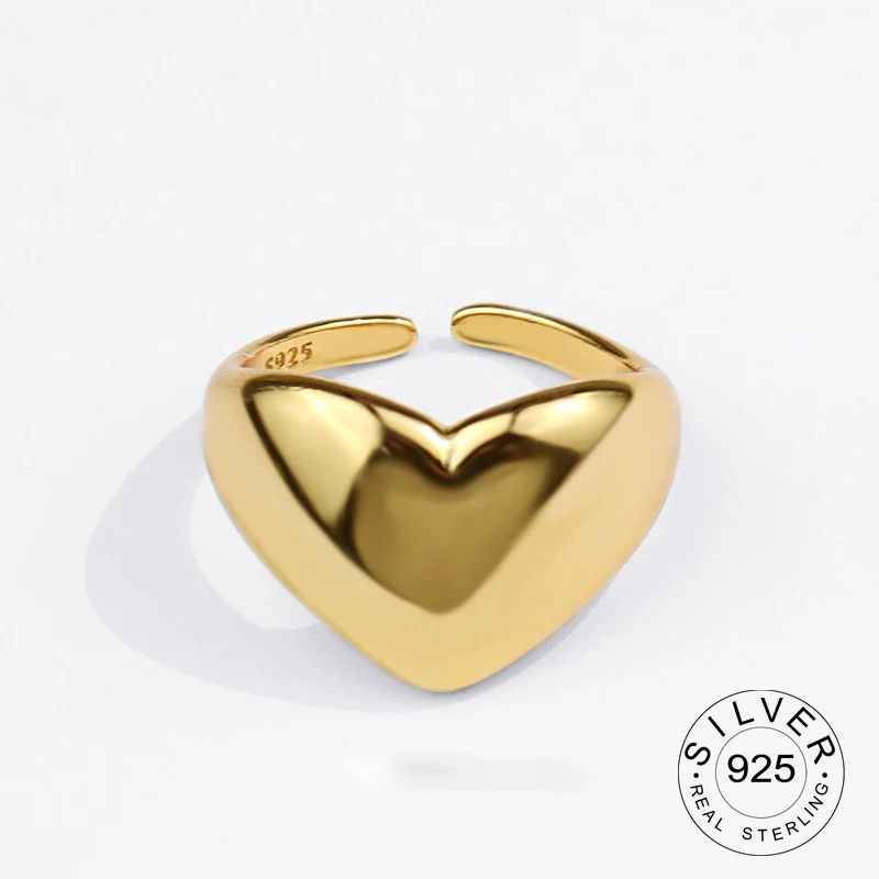 925 Sterling Silver Rings for Women Gold Heart Shape Vintage Wedding Trendy Jewelry Large Adjustable Antique Rings Anillos
925 Sterling Silver Rings for Women Gold Heart Shape Vintage Wedding Trendy Jewelry Large Adjustable Antique Rings Anillos
