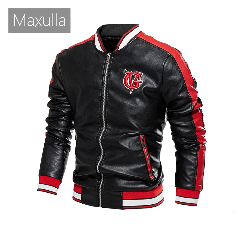 

Maxulla Men's Bomber Leather Jacket New Mens Biker Punk Motorcycle Jackets Casual Fleece Warm Jacket Leather Coats Man Clothing