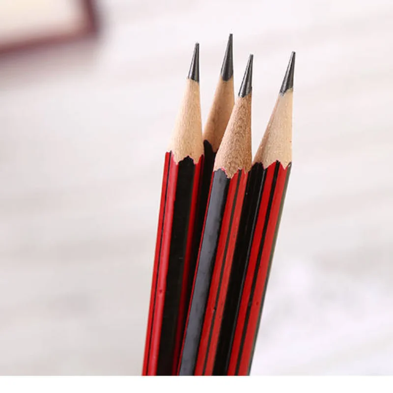 

10 шт., черная полоса, красная полоса, покрывающая плёнка, детский карандаш HB, для студентов, для письма, рисования, эскизов, деревянный каранд...