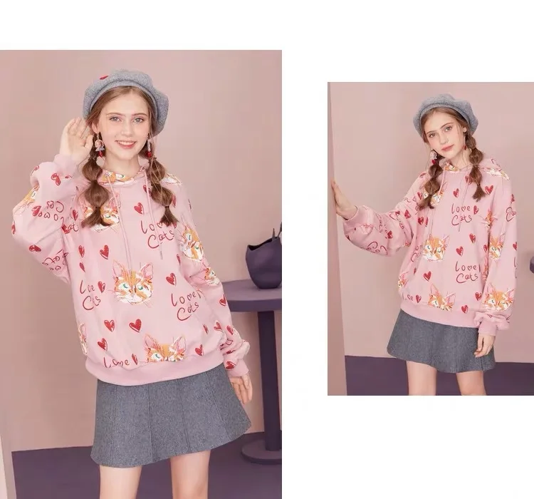 Women Sweetshirts Harajuku Kawaii Teen Girl Hoodies Cute Cat Cartoon Hoody Sweatshirt Vintage Fashion Sweet Clothes Korean
Women Sweetshirts Harajuku Kawaii Teen Girl Hoodies Cute Cat Cartoon Hoody Sweatshirt Vintage Fashion Sweet Clothes Korean