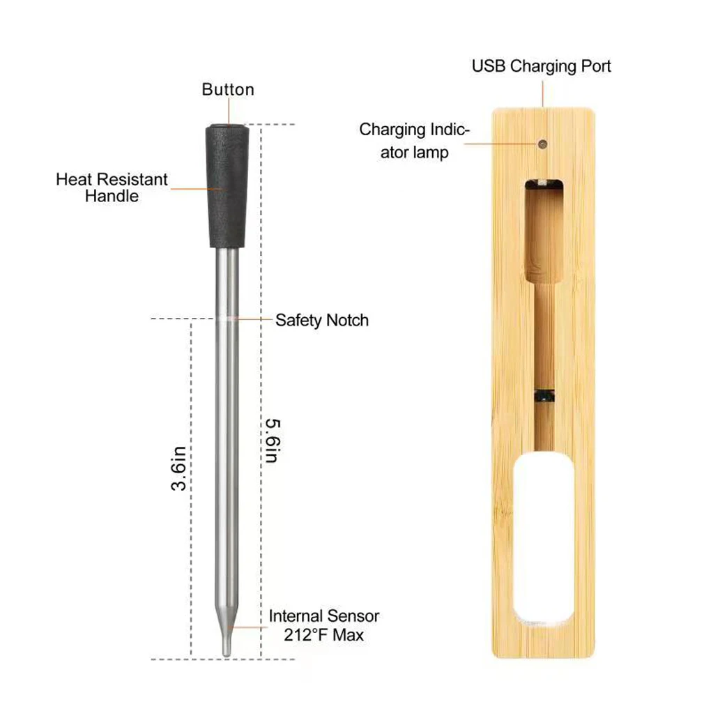 BBQ Thermometer Bluetooth-compatible Cooking Temperature Probe USB Rechargeable Wireless Cooking Thermometer Barbecue Accessorie
BBQ Thermometer Bluetooth-compatible Cooking Temperature Probe USB Rechargeable Wireless Cooking Thermometer Barbecue Accessorie