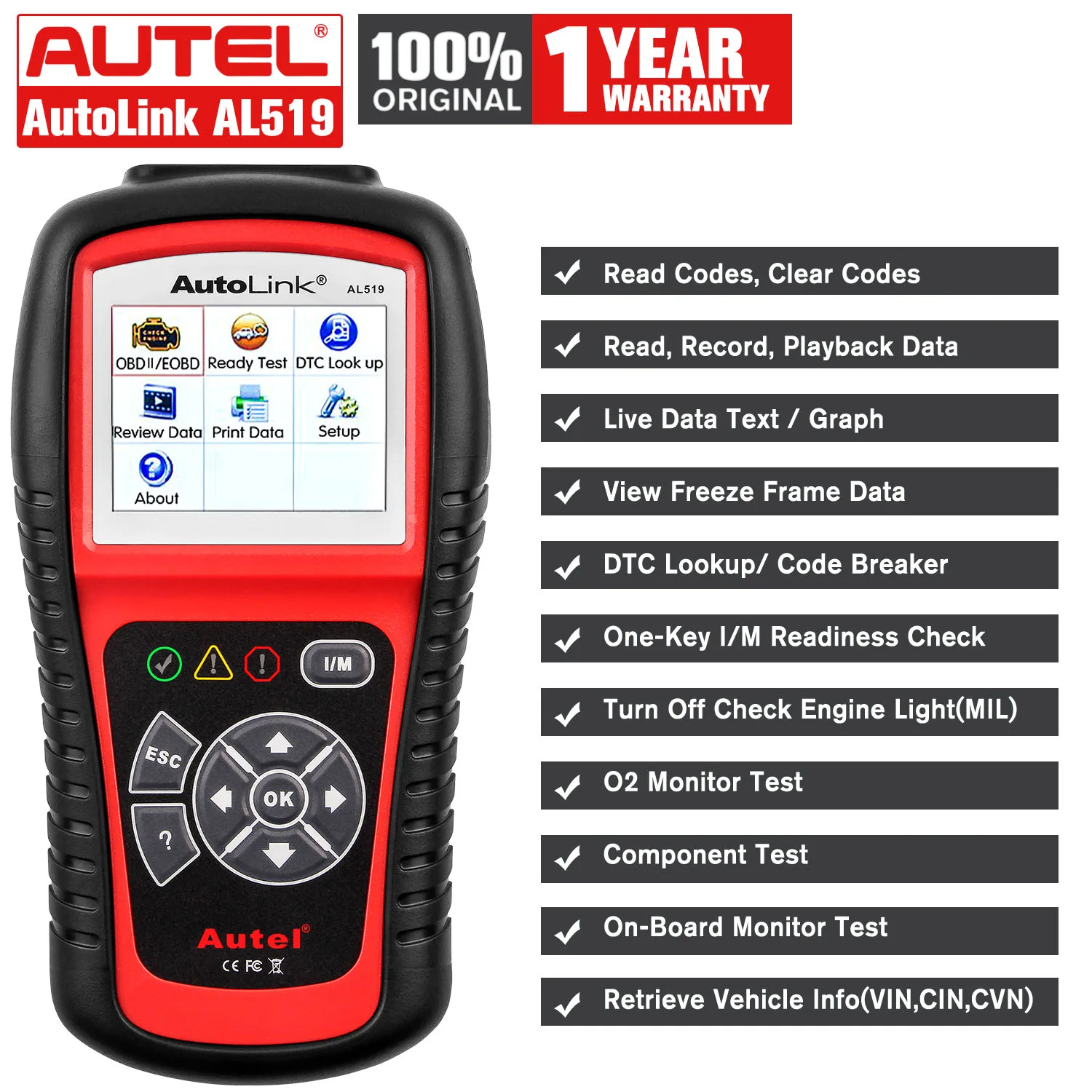 Autel AutoLink AL519 OBD2 сканер автомобильный диагностический инструмент OBDII Автомобильный сканер считыватель кодов Сканер лучше чем elm 327 v1.5
Autel AutoLink AL519 OBD2 сканер автомобильный диагностический инструмент OBDII Автомобильный сканер считыватель кодов Сканер лучше чем elm 327 v1.5