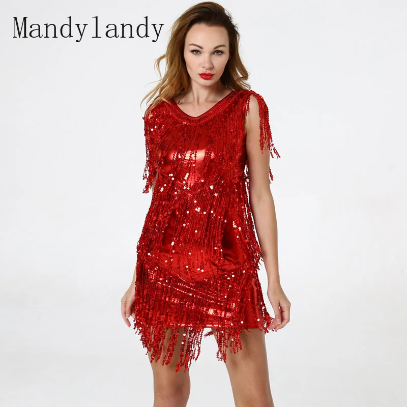 Mandylandy Women's V Neck 1920s Sequins Fringe Flapper Latin Dance Dresses Costumes
Mandylandy Women's V Neck 1920s Sequins Fringe Flapper Latin Dance Dresses Costumes
