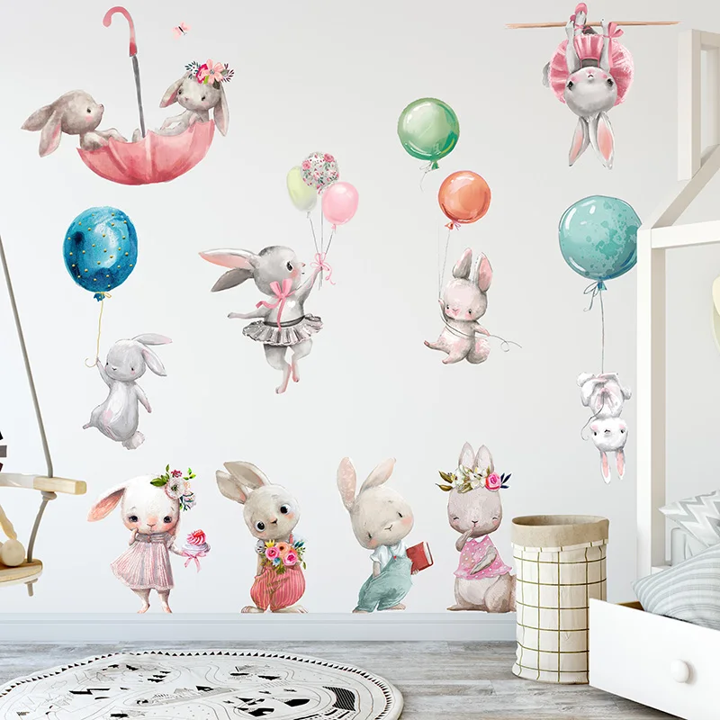 Watercolor Cartoon Bunny Wall Stickers Baby Nursery Wall Decals for Kids Room Living Room Bedroom Home Decor Rabbit Stickers PVC
Watercolor Cartoon Bunny Wall Stickers Baby Nursery Wall Decals for Kids Room Living Room Bedroom Home Decor Rabbit Stickers PVC