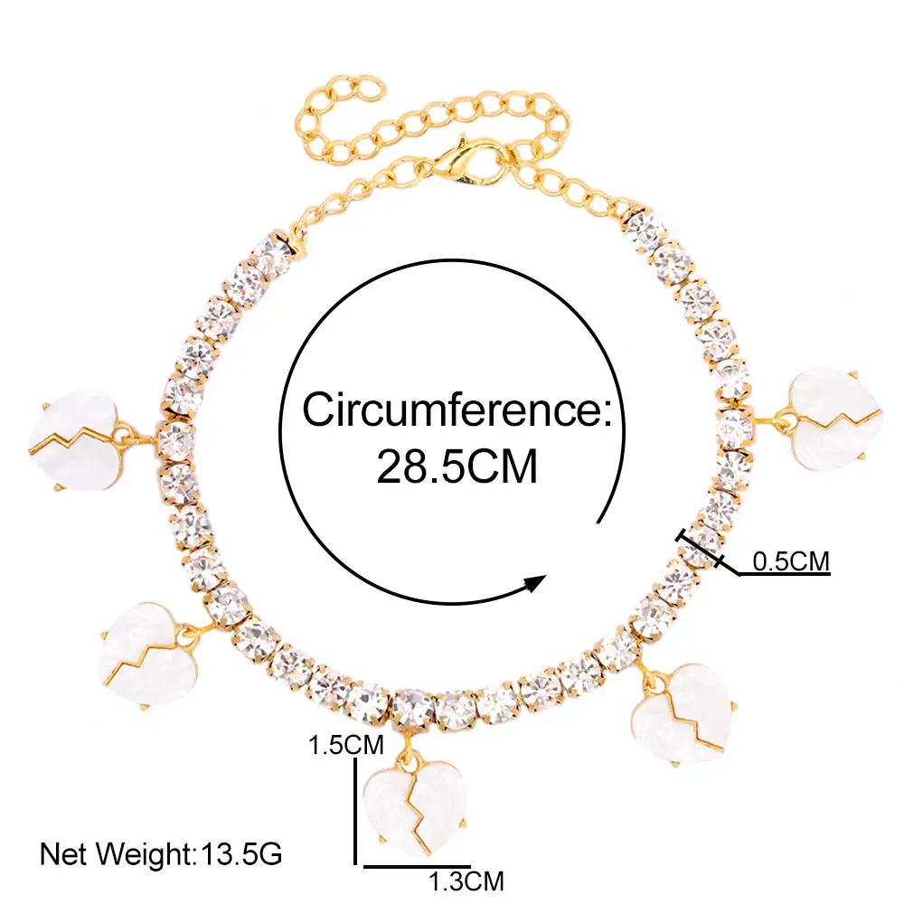Ins Acrylic Broken Heart Anklets Crystal Tennis Chain Barefoot Jewelry Hollow Love Heart Rhinestone Ankle Chain Women Gifts New
Ins Acrylic Broken Heart Anklets Crystal Tennis Chain Barefoot Jewelry Hollow Love Heart Rhinestone Ankle Chain Women Gifts New