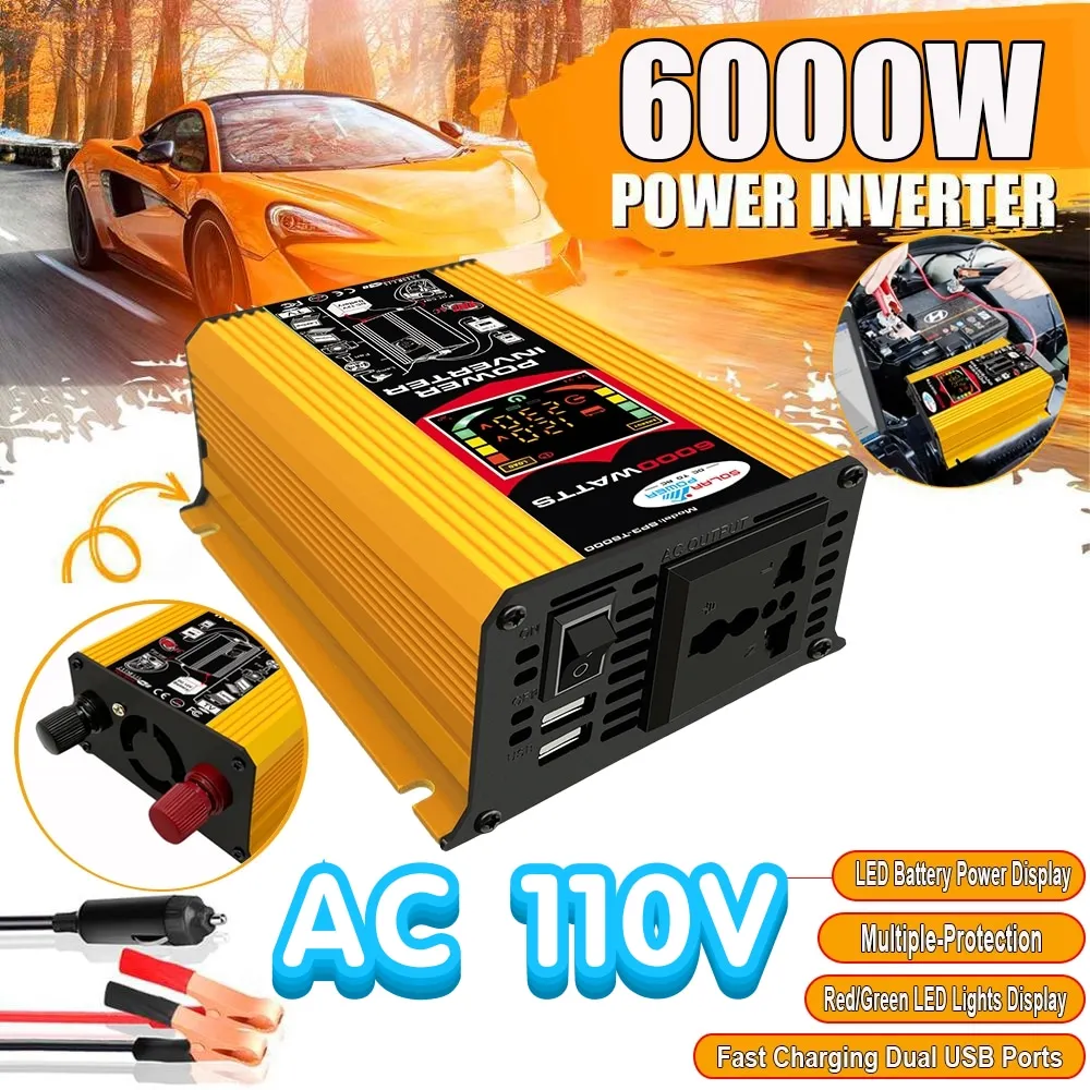 Car Power Inverter 6000W DC12V to AC110V for Home or Outside Emergency Power Yellow colour
Car Power Inverter 6000W DC12V to AC110V for Home or Outside Emergency Power Yellow colour