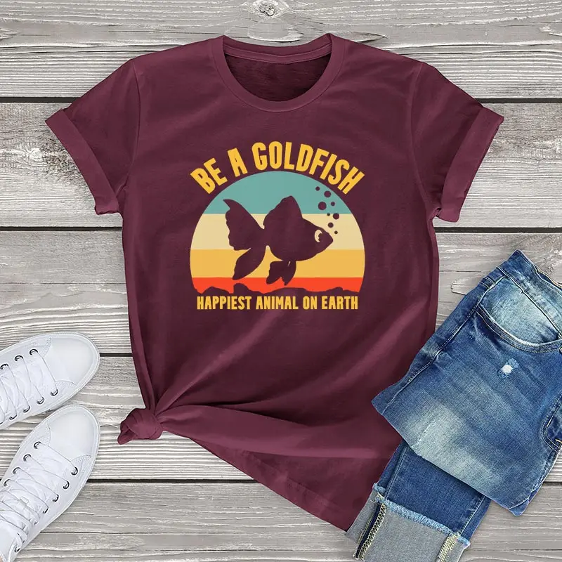 Funny Goldfish Graphic T Shirts for Women Be A Goldfish Unisex Tops Tees Kawaii Clothes Vintage Oversized Woman Clothing Summer
Funny Goldfish Graphic T Shirts for Women Be A Goldfish Unisex Tops Tees Kawaii Clothes Vintage Oversized Woman Clothing Summer