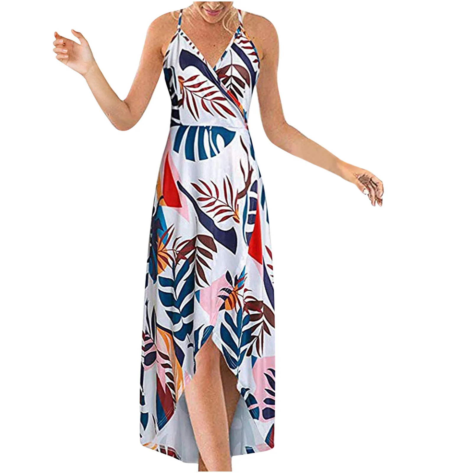 Women Fresh Leaves Dress Pastoral V-nack Casual Sexy Sling Backless Halter Mid-calf Dress Laminated Ruffle For Women Vestido
Women Fresh Leaves Dress Pastoral V-nack Casual Sexy Sling Backless Halter Mid-calf Dress Laminated Ruffle For Women Vestido