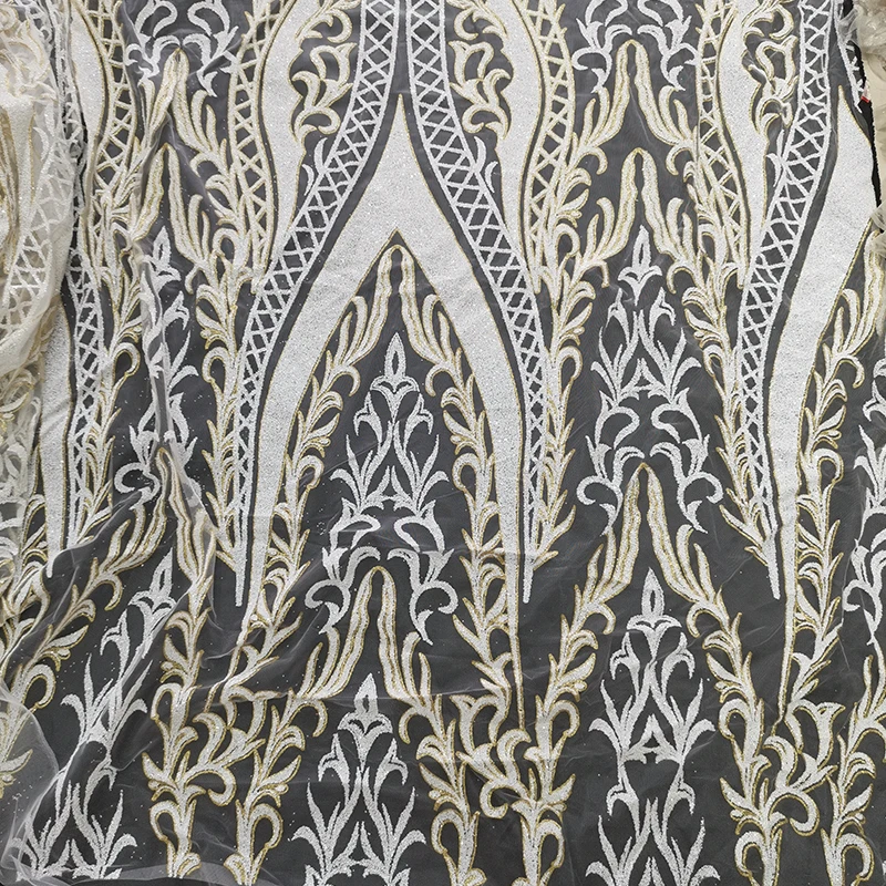 Vintage White and Gold Glitter Mesh French Net Sequins Lace Fabric By the Yard High Quality Dress Sewing Material for Women Gown
Vintage White and Gold Glitter Mesh French Net Sequins Lace Fabric By the Yard High Quality Dress Sewing Material for Women Gown
