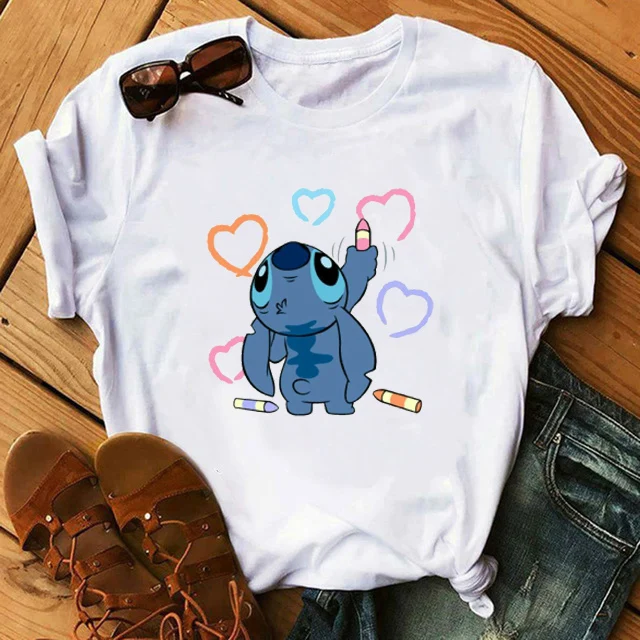 Girls Disney Casual Tops Tee Cute Cartoon Lilo & Stitch Stitch Graphic Printed Women T-shirt Female Fashion Short Sleeve Tshirts
Girls Disney Casual Tops Tee Cute Cartoon Lilo & Stitch Stitch Graphic Printed Women T-shirt Female Fashion Short Sleeve Tshirts