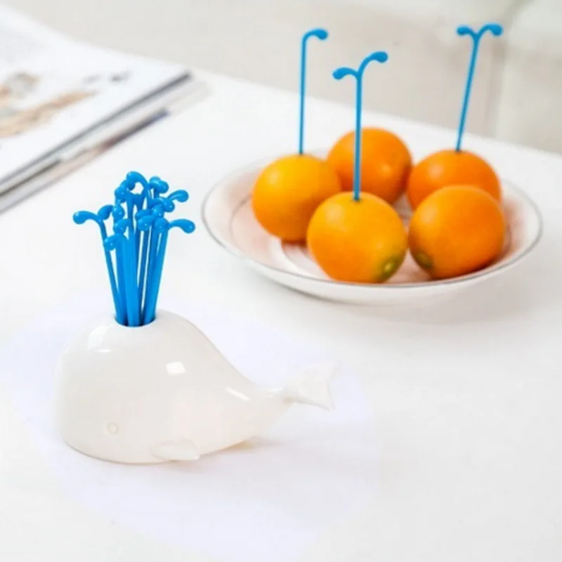 

1 Set Cute Beluga White Whale Kitchen Accessories Cooking Fruit Vegetable Tools Gadgets For Party Home Decor Hall Fruit Fork Set