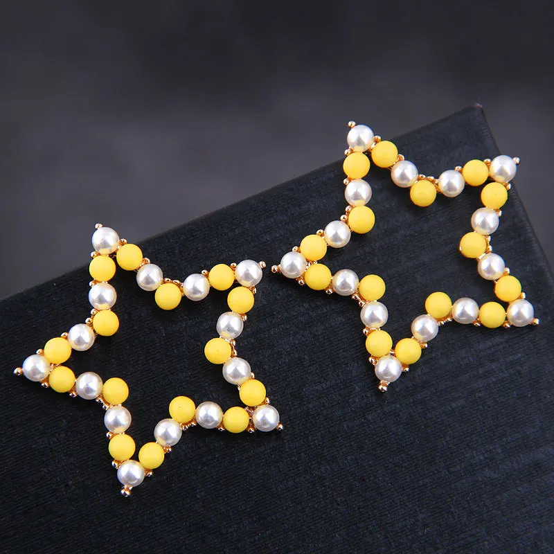 Женские серьги-гвоздики в форме звезды с искусственным жемчугом | Украшения и