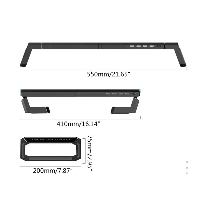 T1 Universal Monitor Stand Riser RGB Support with 4 USB3.0 Charging Desk Organizer Holder Bracket for Laptop Computer
T1 Universal Monitor Stand Riser RGB Support with 4 USB3.0 Charging Desk Organizer Holder Bracket for Laptop Computer