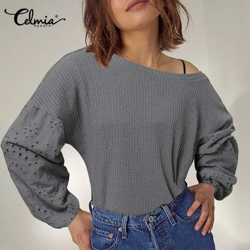 Celmia Women Casual Lantern Sleeve Tops Autumn Irregular Hem O-neck Waffle T-Shirts Vintage Lace Stitching Loose Fashion Tees
Celmia Women Casual Lantern Sleeve Tops Autumn Irregular Hem O-neck Waffle T-Shirts Vintage Lace Stitching Loose Fashion Tees