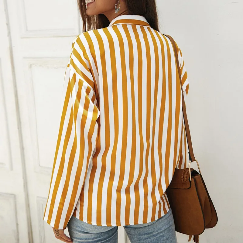 Women Striped Blouse Shirt Autumn Winter Collar Cardigan Striped Long Sleeve Thin Chiffon Shirts Dropshipping
Women Striped Blouse Shirt Autumn Winter Collar Cardigan Striped Long Sleeve Thin Chiffon Shirts Dropshipping