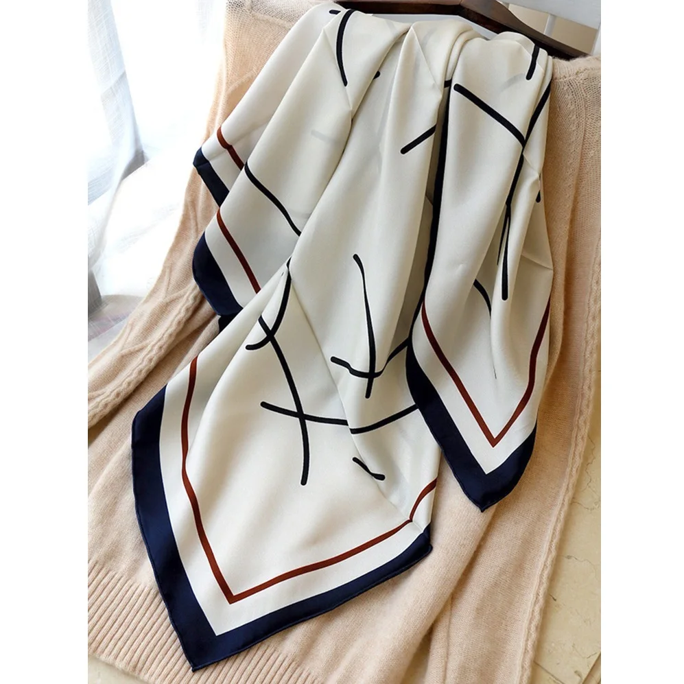 100% Silk Scarf Wraps Simple White Navy Print Women Fashion Head Scarves Foulard 88*88cm
100% Silk Scarf Wraps Simple White Navy Print Women Fashion Head Scarves Foulard 88*88cm