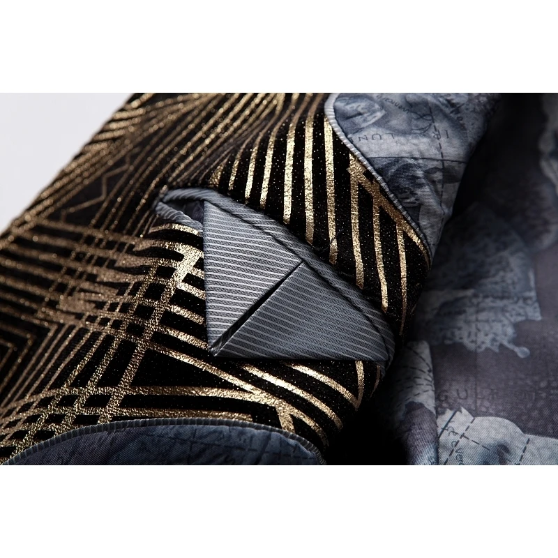 Gold Striped Luxury Print Blazer Men Club Prom Costume Groom Slim Tuxedo Blazer Used For Masculino Night Club DJ Singer Perform
Gold Striped Luxury Print Blazer Men Club Prom Costume Groom Slim Tuxedo Blazer Used For Masculino Night Club DJ Singer Perform