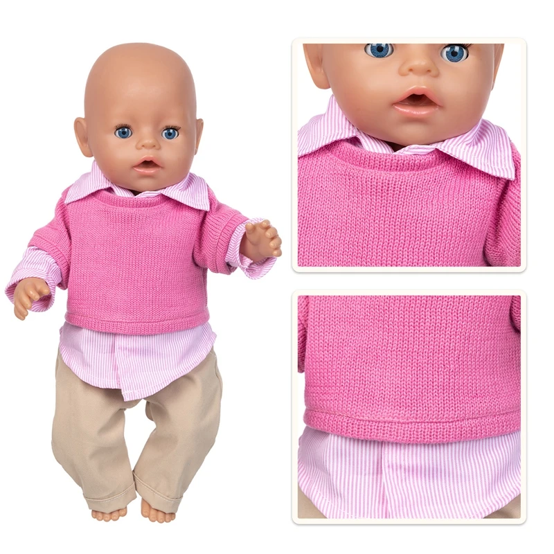 2021 New Baby New Born Fit 18 inch 43cm Doll Clothes Accessories Red Blue Purple Sweater 3-piece Suit For Baby Birthday Gift
2021 New Baby New Born Fit 18 inch 43cm Doll Clothes Accessories Red Blue Purple Sweater 3-piece Suit For Baby Birthday Gift