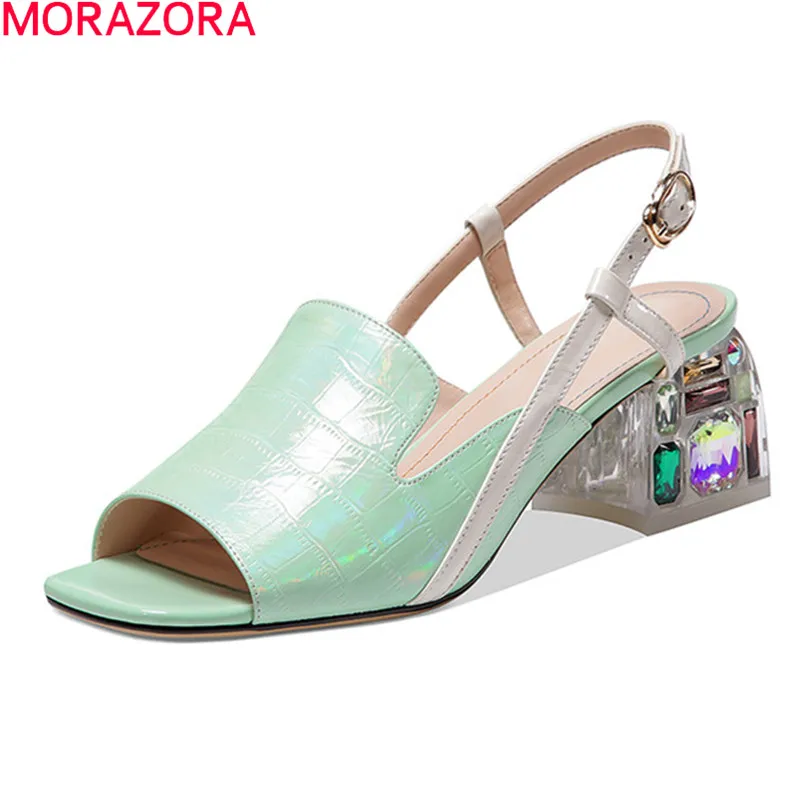MORAZORA 2021 Summer women sandals genuine leather square heels ladies shoes fashion square toe mixed colors shoes woman
MORAZORA 2021 Summer women sandals genuine leather square heels ladies shoes fashion square toe mixed colors shoes woman