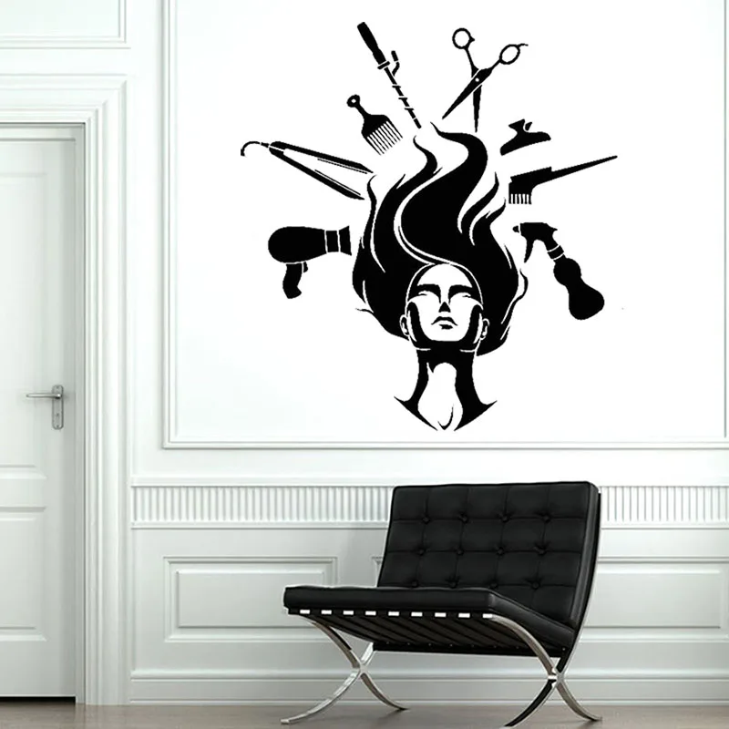 Hair barber salon wall Decals vinyl abstract woman hairdresser Tool wall Stickers Removable Barbershop decoration mural Z636
Hair barber salon wall Decals vinyl abstract woman hairdresser Tool wall Stickers Removable Barbershop decoration mural Z636