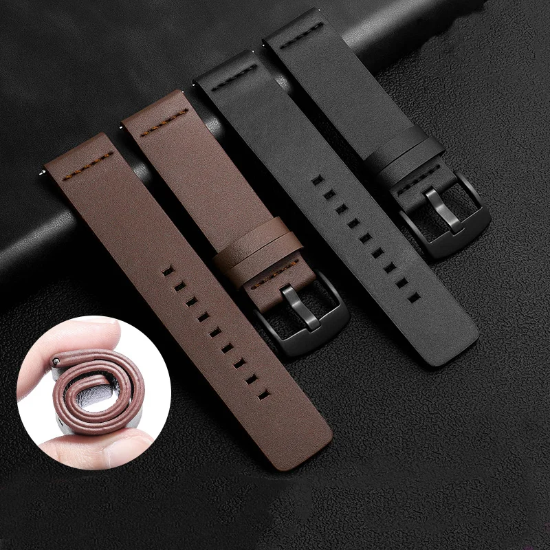 Фото Ремешок для часов 20 мм 22 быстросъемный кожаный браслет Samsung Galaxy Watch 3 Active2 40 44 huawei gt 2