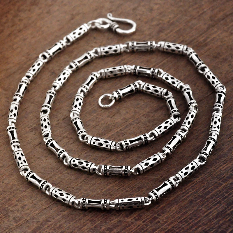 Real 100% 925 Sterling Silver Necklace Hip-Hop Punk Carved Link Chain Men/boy Retro Thai Silver Jewelry
Real 100% 925 Sterling Silver Necklace Hip-Hop Punk Carved Link Chain Men/boy Retro Thai Silver Jewelry