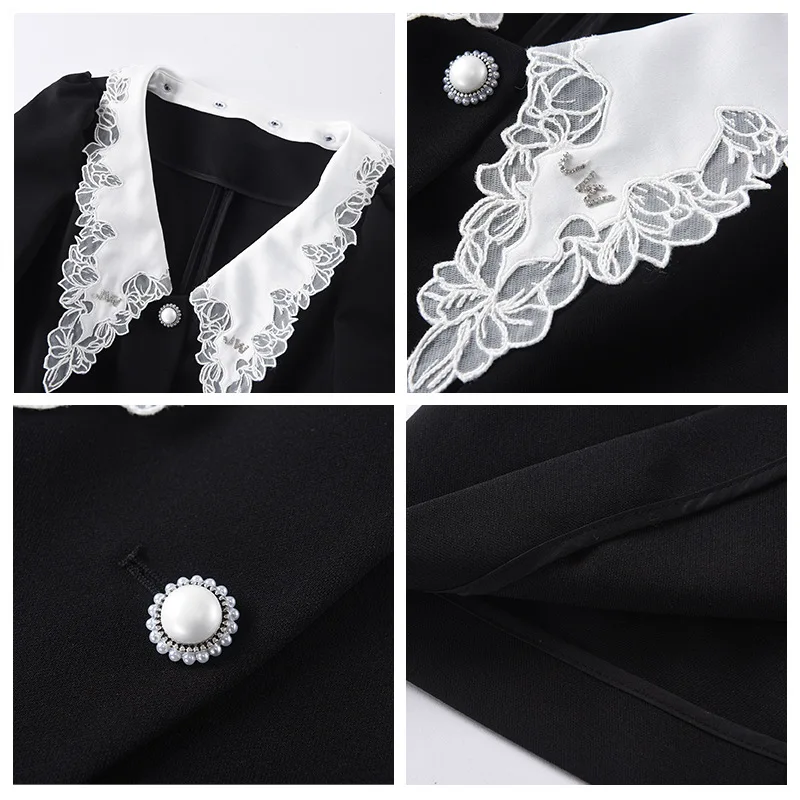 Little Black Dress with Removable Lace White Collar Women 2021 Summer Dress Single Breasted Short Sleeve A Line Mini Dress Robes
Little Black Dress with Removable Lace White Collar Women 2021 Summer Dress Single Breasted Short Sleeve A Line Mini Dress Robes