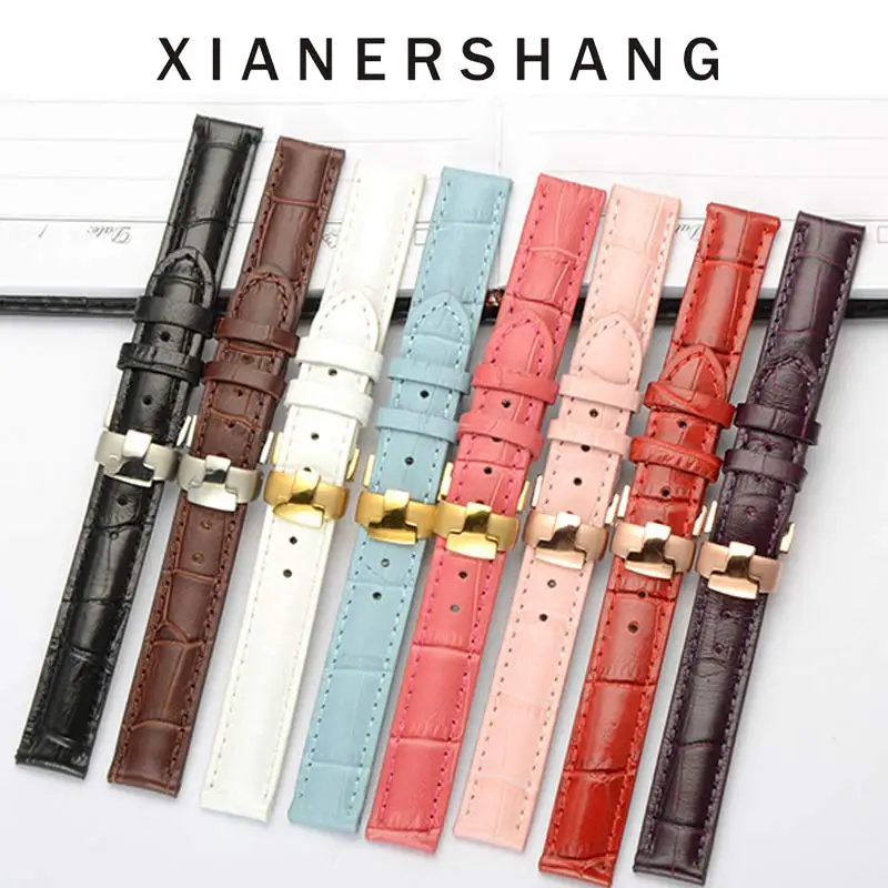 New 14MM 16MM Women Strap Genuine Leather Belt Crocodile Pattern Cowhide Watch Band Stainless Steel Butterfly Buckle Watchbands
New 14MM 16MM Women Strap Genuine Leather Belt Crocodile Pattern Cowhide Watch Band Stainless Steel Butterfly Buckle Watchbands