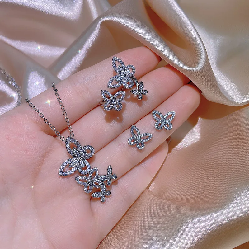 Exquisite Butterfly Women's Jewelry Necklace Earrings Ring Butterfly Shape Jewelry Set Wedding Bridal Jewelry Jewelry for Women
Exquisite Butterfly Women's Jewelry Necklace Earrings Ring Butterfly Shape Jewelry Set Wedding Bridal Jewelry Jewelry for Women