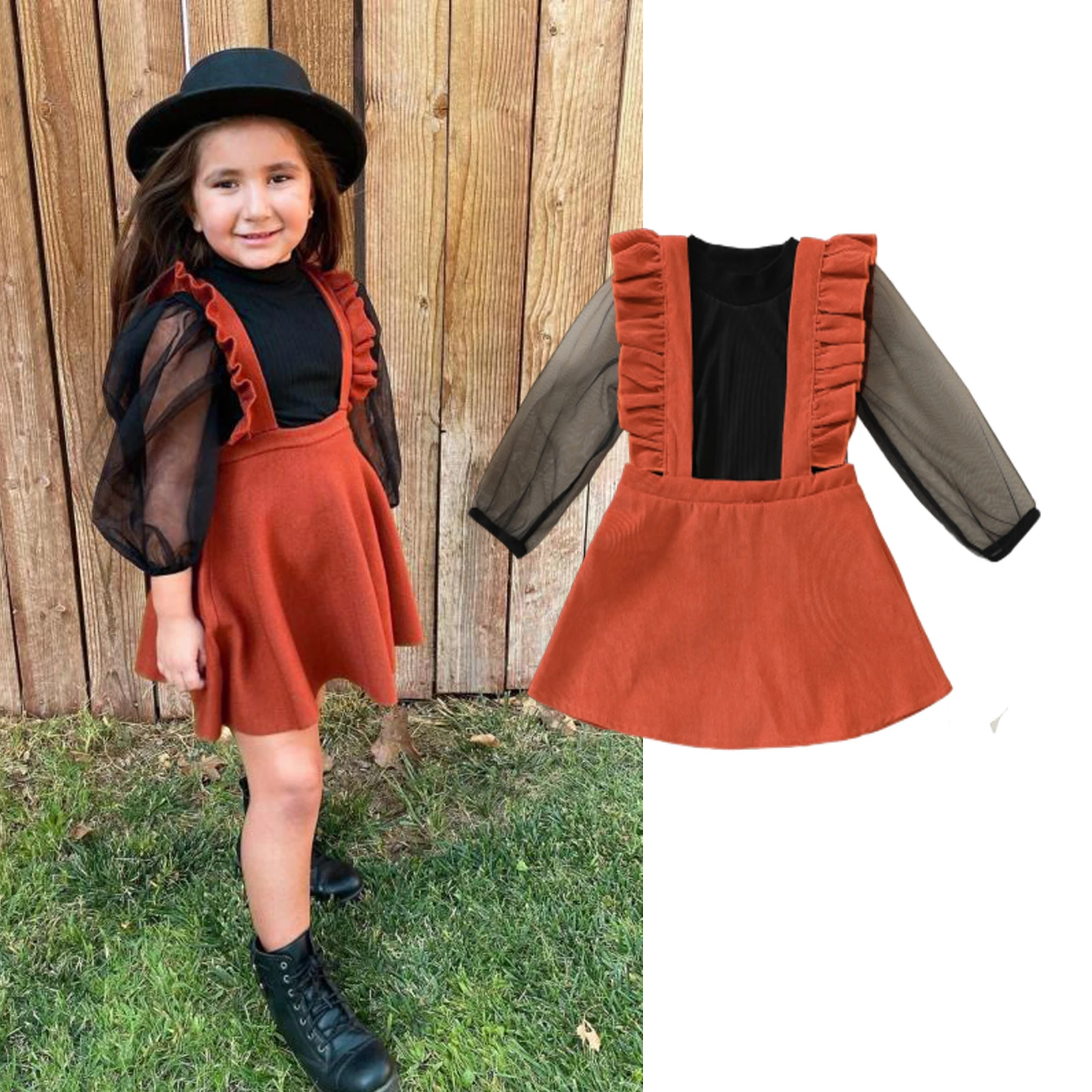 Модный осенний комплект детской одежды для девочек, пуловер с пышными длинными рукавами + юбка на подтяжках с оборками, детская одежда на возраст 18 мес.-6 лет
Модный осенний комплект детской одежды для девочек, пуловер с пышными длинными рукавами + юбка на подтяжках с оборками, детская одежда на возраст 18 мес.-6 лет