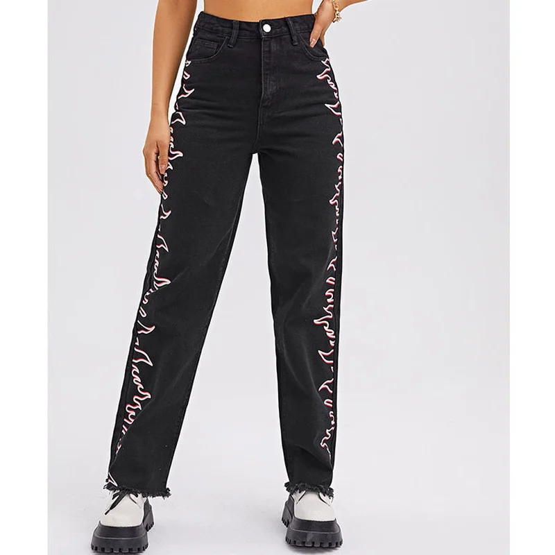 Lightning High-waist Flame Wide-leg Fashion Loose Jeans Slim-fit Contrast Color Women's Overalls Casual Washed Printed Jeans
Lightning High-waist Flame Wide-leg Fashion Loose Jeans Slim-fit Contrast Color Women's Overalls Casual Washed Printed Jeans