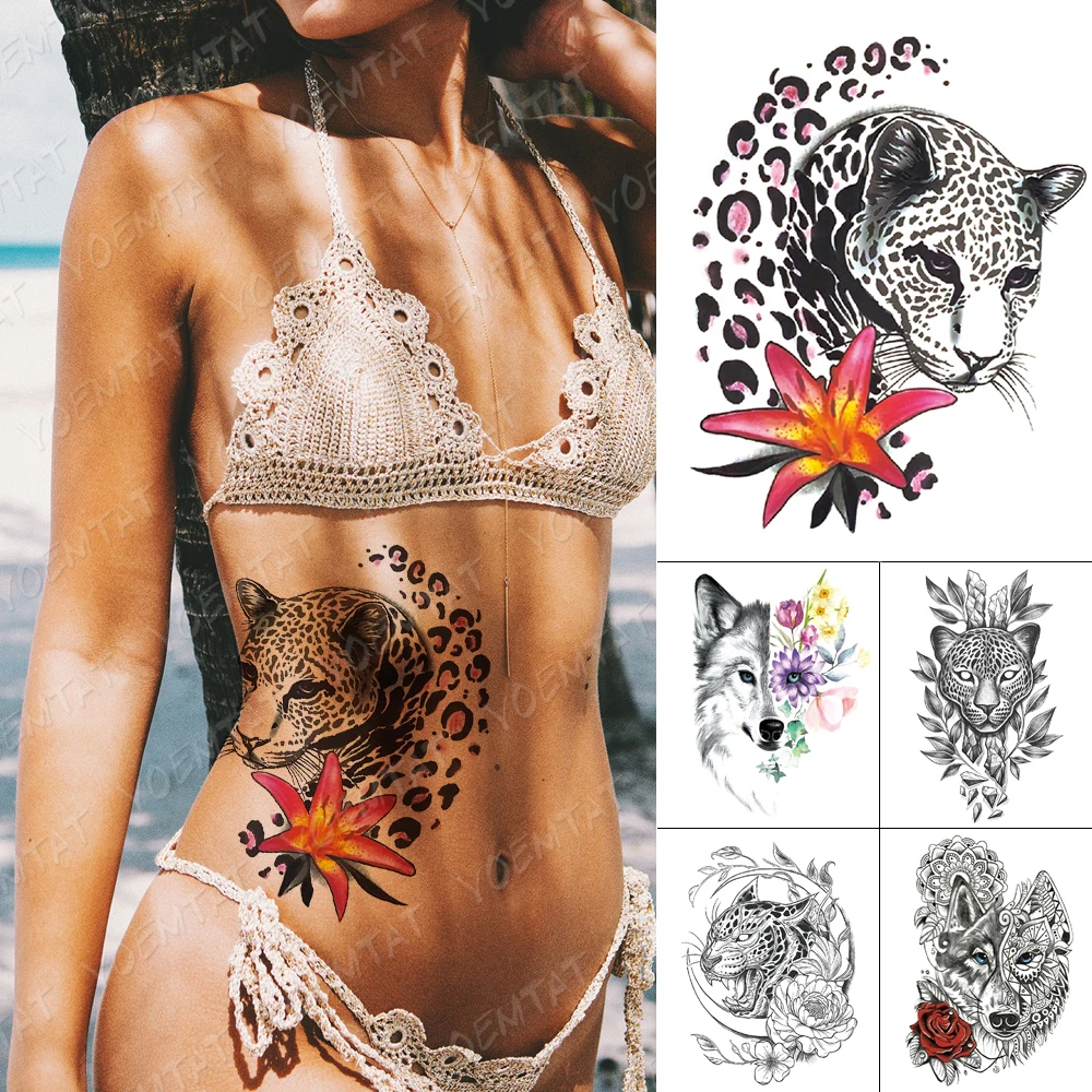 Waterproof Temporary Tattoo Sticker Animal Pink Leopard Lily Flash Tattoos Wolf Rose Flower Body Art Arm Fake Tatoo Women Men
Waterproof Temporary Tattoo Sticker Animal Pink Leopard Lily Flash Tattoos Wolf Rose Flower Body Art Arm Fake Tatoo Women Men