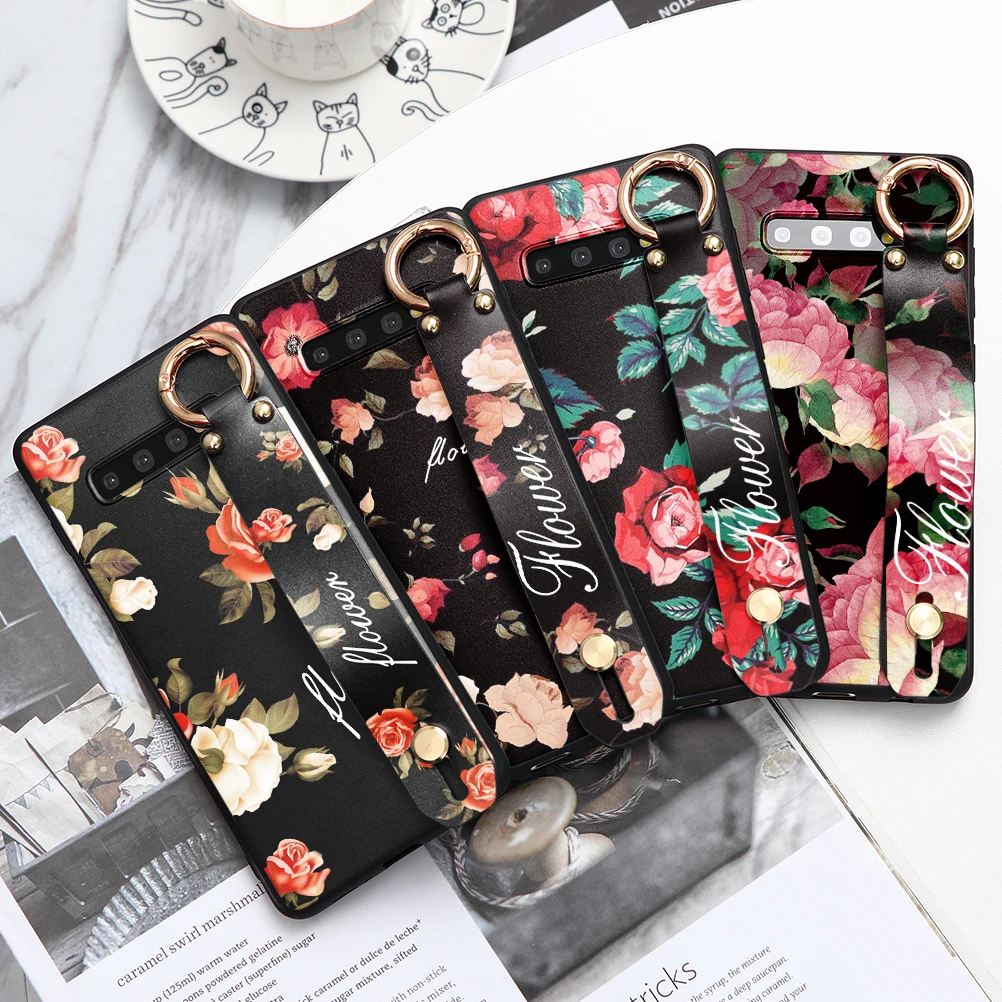 Чехол подставка с ремешком на запястье для Samsung Galaxy A70 A40 A50 A51 A71 S20 FE A7 A9 Note 10 9 8 5 A6 A8