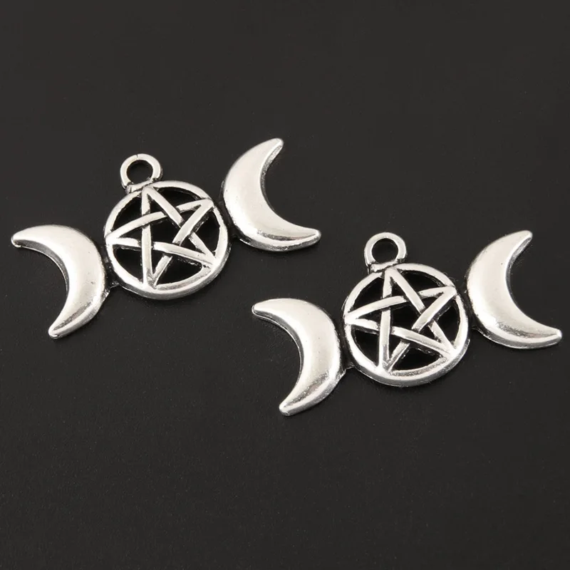 20pcs Silver Color Triple Moon Pentagram Charms Star Pendants For Wicca DIY Handmade Jewelry Making Accessorie
20pcs Silver Color Triple Moon Pentagram Charms Star Pendants For Wicca DIY Handmade Jewelry Making Accessorie