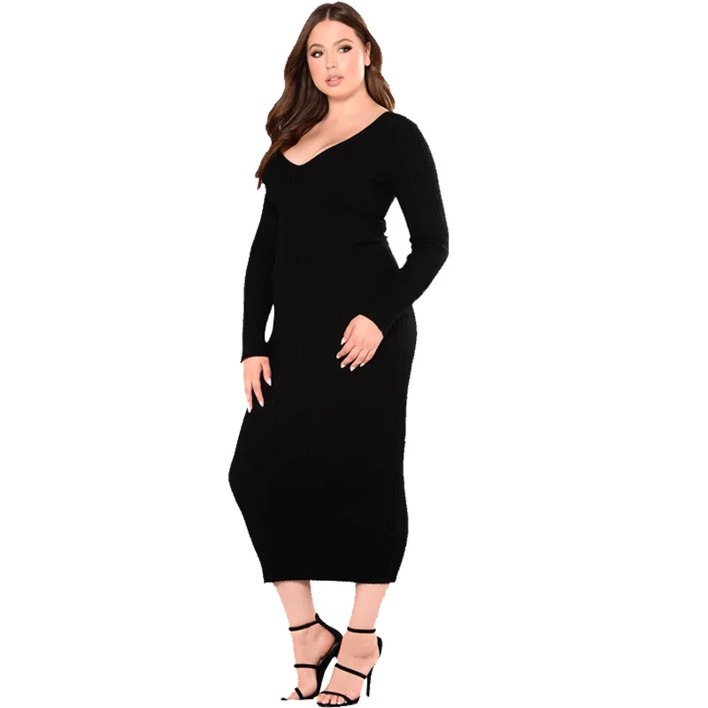 2021 Autumn Winter Woman Dresses Explosions Plus Size Women's V-neck Loose Dress Black Solid Color Knit and Pencil Skirt
2021 Autumn Winter Woman Dresses Explosions Plus Size Women's V-neck Loose Dress Black Solid Color Knit and Pencil Skirt