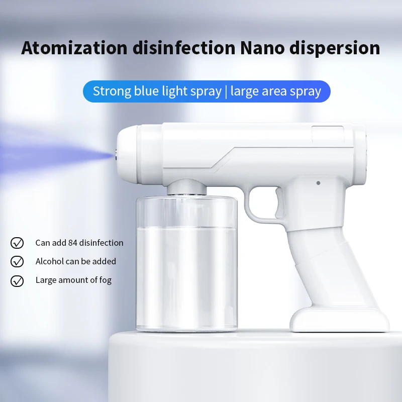 500ML Blue Light Nano Spray Disinfection Gun Anti-clogging Atomizing Gun USB Wireless Charging Atomizing Sprayer Home Clean Tool
500ML Blue Light Nano Spray Disinfection Gun Anti-clogging Atomizing Gun USB Wireless Charging Atomizing Sprayer Home Clean Tool