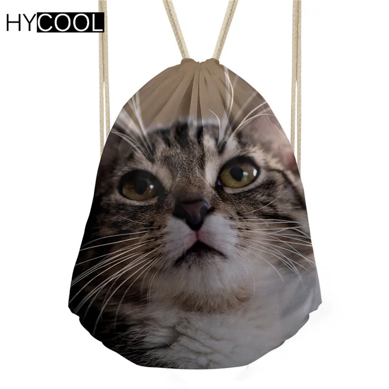 HYCOOL женская спортивная сумка 3D милый кот с принтом на шнурке для занятий спортом