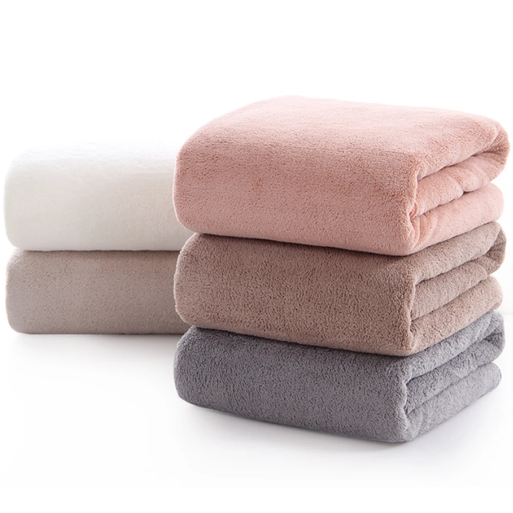 

Household Simple Plain Coral Fleece Bathroom Luxurious Thick Bath Towels Quick-drying Water-absorbing Fine Fiber Soft FZ0019