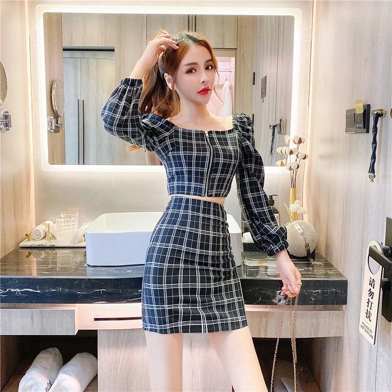 New Summer Women Two Piece Set Casual 2021 Sexy Plaid Puff Sleeve Short Shirt Top + High Waist Mini Skirt Suit Outfits
New Summer Women Two Piece Set Casual 2021 Sexy Plaid Puff Sleeve Short Shirt Top + High Waist Mini Skirt Suit Outfits