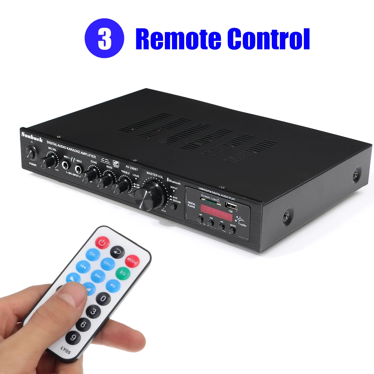 SUNBUCK 2000W bluetooth 2/5 Channel Power Amplifier HiFi Stereo Speaker Amp Support FM Radio 2 Mic USB SD Card Input
SUNBUCK 2000W bluetooth 2/5 Channel Power Amplifier HiFi Stereo Speaker Amp Support FM Radio 2 Mic USB SD Card Input