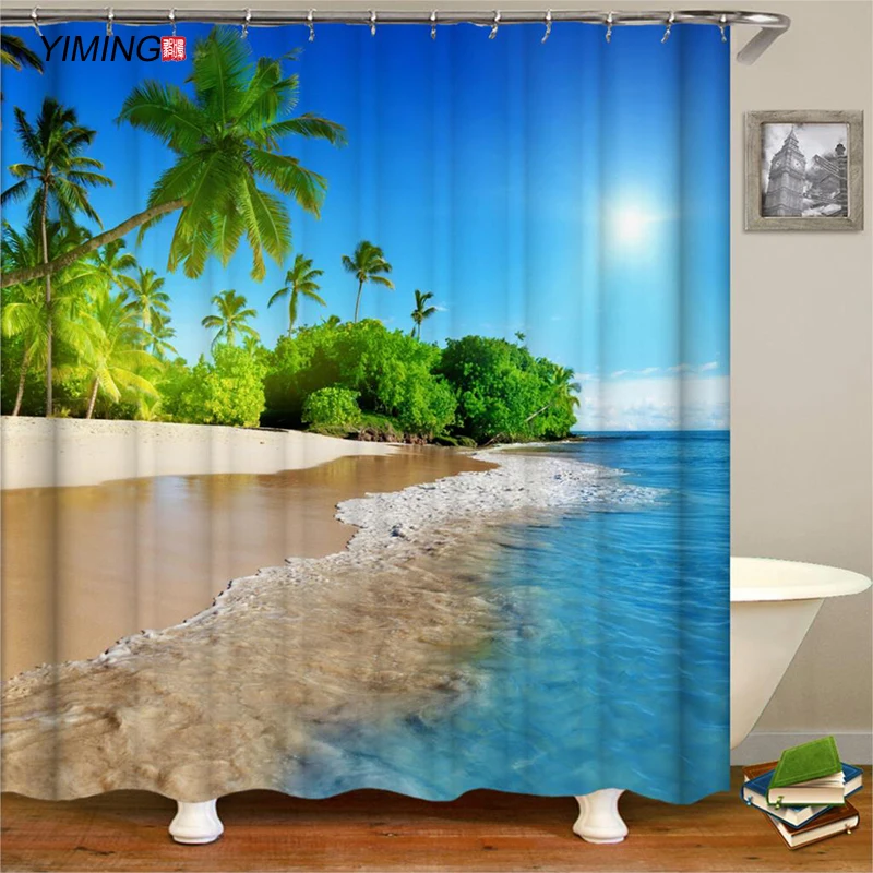 Sunny seaside beach high quality bathroom shower curtain polyester waterproof bathroom decorative curtain with hook
Sunny seaside beach high quality bathroom shower curtain polyester waterproof bathroom decorative curtain with hook