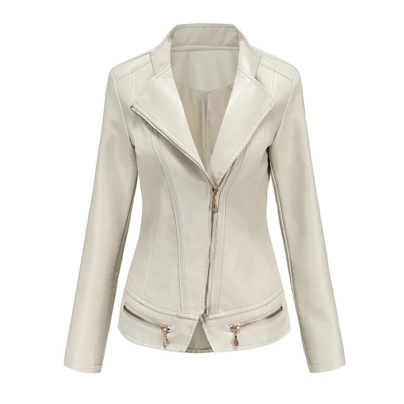 New Women Leather Jacket and Coats Fashion High Quality Faux Leather Turn-down Collar Zippers Plus Size Leather Jacket Women
New Women Leather Jacket and Coats Fashion High Quality Faux Leather Turn-down Collar Zippers Plus Size Leather Jacket Women