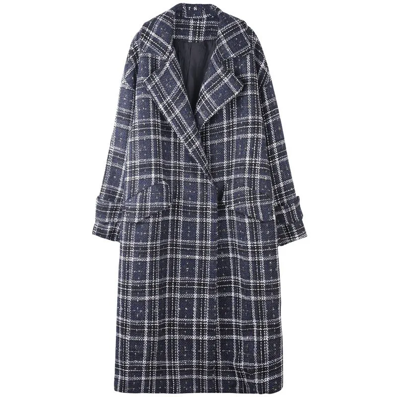Fashion Womens Winter Loose Fit Plaid Woolen Blends Overcoat Vintage Ladies Long Jacket Autumn Winter Casual Streetwear Coats
Fashion Womens Winter Loose Fit Plaid Woolen Blends Overcoat Vintage Ladies Long Jacket Autumn Winter Casual Streetwear Coats