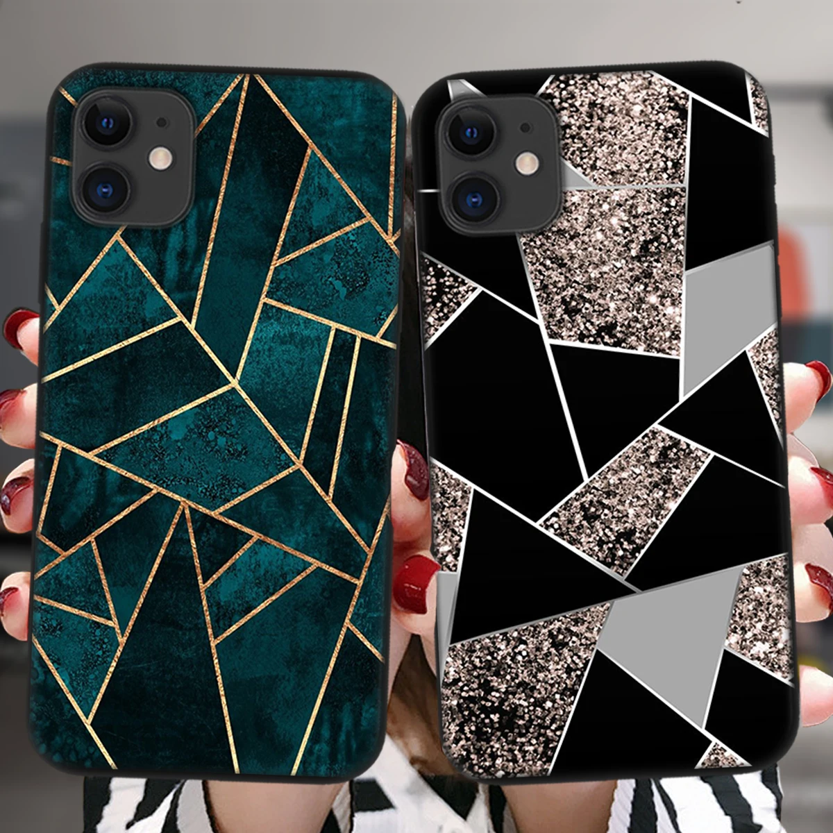 Для iPhone 13 12 11 Pro XS Max 8 7 Plus X XR 6 6S 5S SE 2020 черный мини-чехол для телефона мраморный